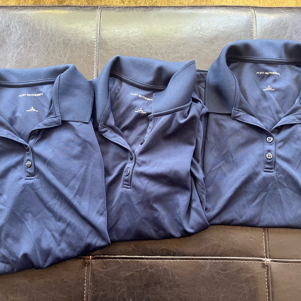 3 Port Authority Uniform Navy blue short sleeve Polos Women’s Small